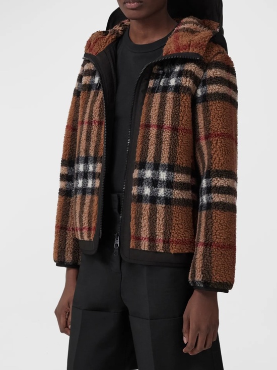 Burberry Jackets & Blazers - Authentic Burberry Adney Check Hooded Teddy Jacket Size 6 US